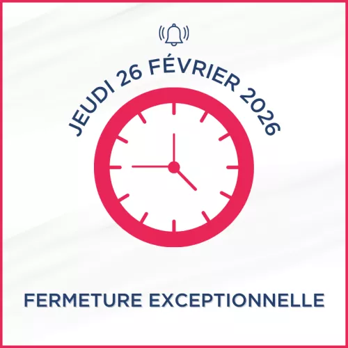 visuel fermeture exceptionnelle siège social jeudi 26 février 2026 à 17 heures