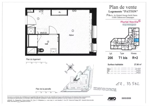 
            Location appartement T1  27.90m²  à Chalons-En-Champagne  (51000)  - ER.39582
            