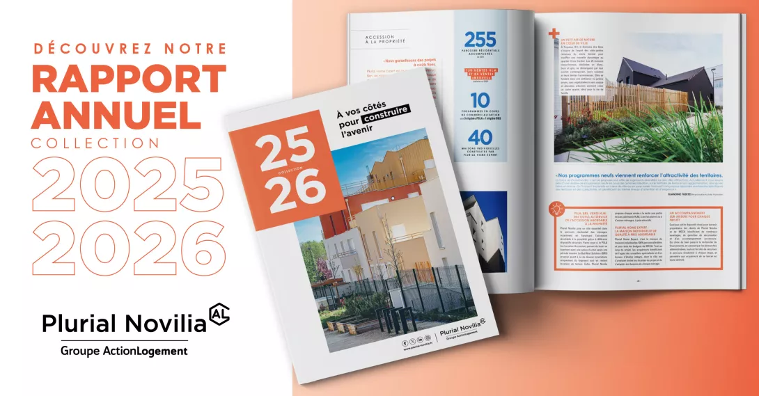 Première de couverture du rapport d'activité de 2025 - 2026 de Plurial Novilia