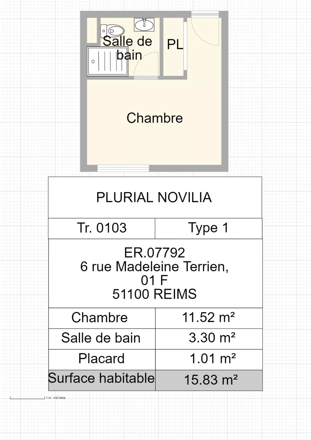  Location appartement T1  15.83m²  à Reims  (51100)  - ER.07792 - Galerie 8 - Ouvrir l'image en pleine taille