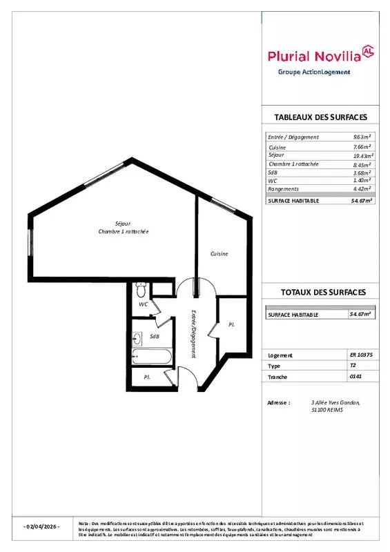  Achat appartement T2  54.00m²  à Reims  (51100)  - ER.10375 - Galerie 5 - Ouvrir l'image en pleine taille