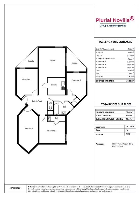  Achat appartement T5  91.00m²  à Reims  (51100)  - ER.11079 - Galerie 8 - Ouvrir l'image en pleine taille