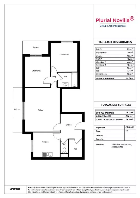  Achat appartement T3  64.00m²  à Reims  (51100)  - ER.12180 - Galerie 8 - Ouvrir l'image en pleine taille
