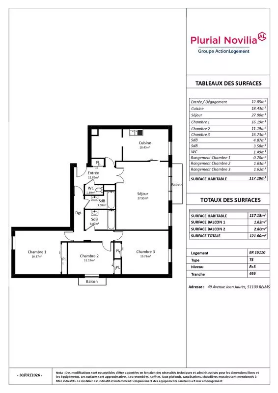  Achat appartement T5  117.00m²  à Reims  (51100)  - ER.16110 - Galerie 9 - Ouvrir l'image en pleine taille