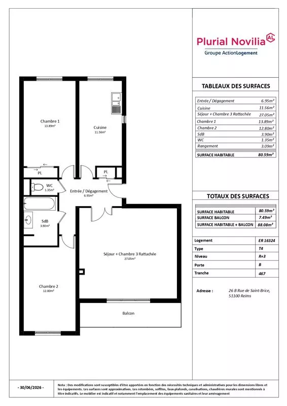  Achat appartement T4  80.00m²  à Reims  (51100)  - ER.16324 - Galerie 10 - Ouvrir l'image en pleine taille