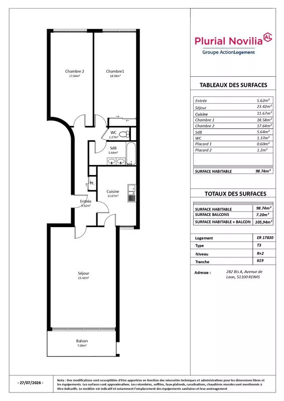  Achat appartement T4  97.00m²  à Reims  (51100)  - ER.17830 - Galerie 7 - Ouvrir l'image en pleine taille
