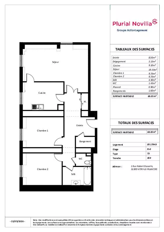  Achat appartement T3  68.00m²  à Vitry-Le-Francois  (51300)  - ER.17943 - Galerie 8 - Ouvrir l'image en pleine taille