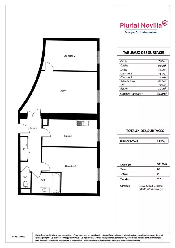  Achat appartement T3  70.00m²  à Vitry-Le-Francois  (51300)  - ER.17946 - Galerie 6 - Ouvrir l'image en pleine taille